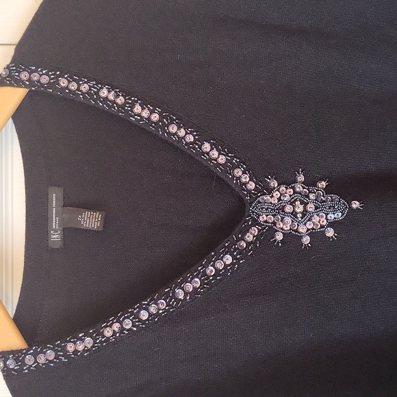 I.N.C black long sleeve beaded sweater - Picture 3 of 5